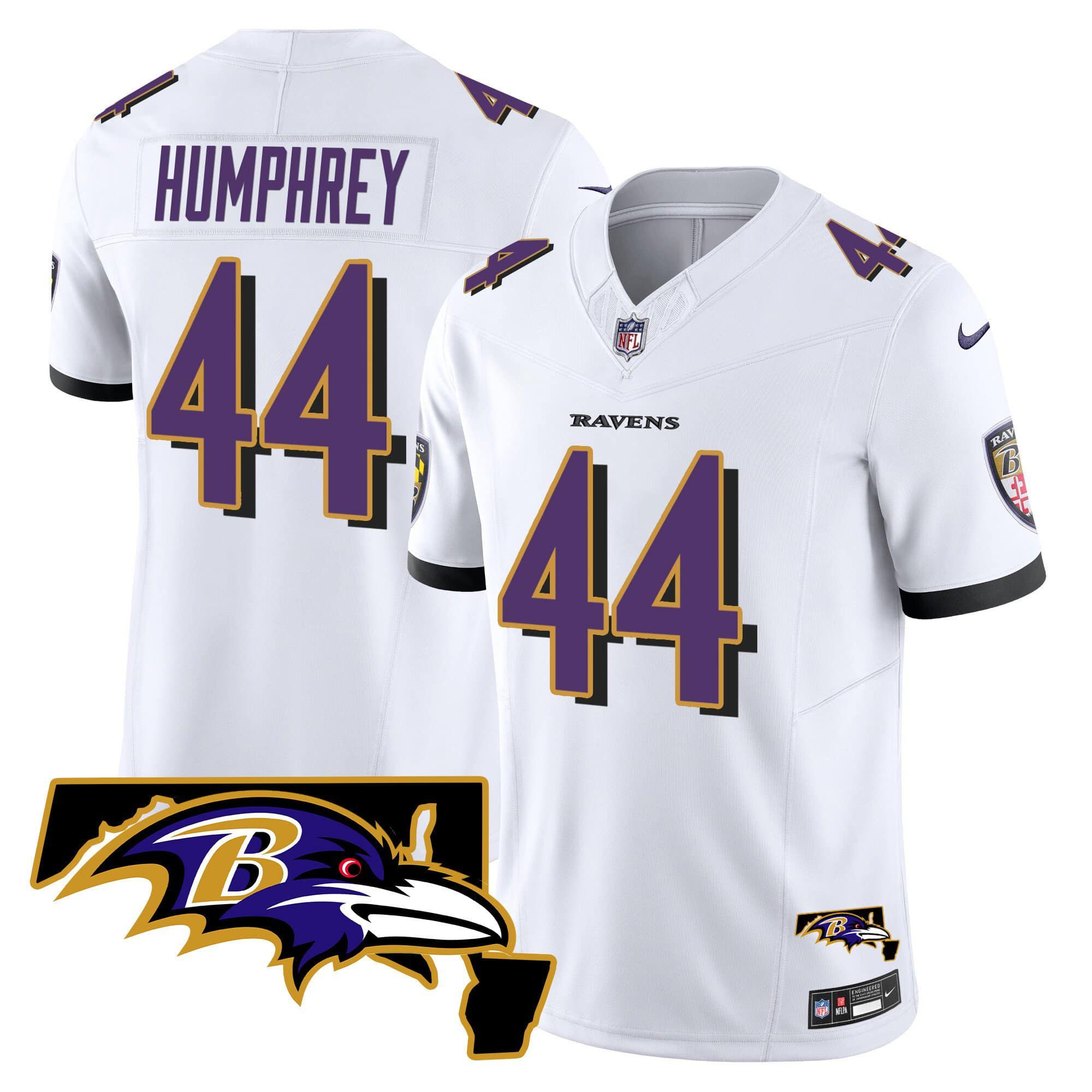 Men Baltimore Ravens #44 Humphrey White 2024 Nike Maryland Patch Vapor Limited NFL Jersey->indianapolis colts->NFL Jersey